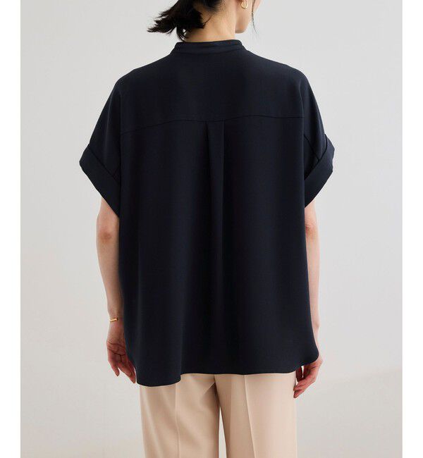 ROPE「【洗える・カセット服】バックサテンフラップブラウス/お仕事・通勤・セットアップ対応【ドラマ着用】」|シャツ・ブラウス|
