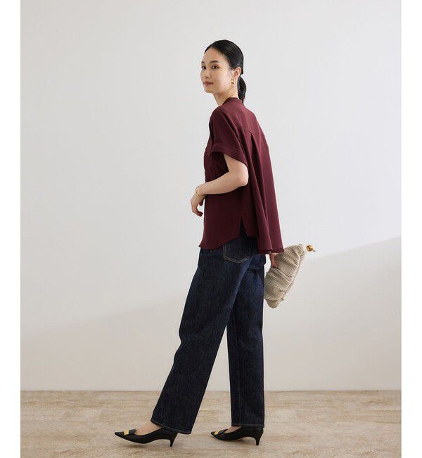 ROPE「【洗える・カセット服】バックサテンフラップブラウス/お仕事・通勤・セットアップ対応【ドラマ着用】」|シャツ・ブラウス|