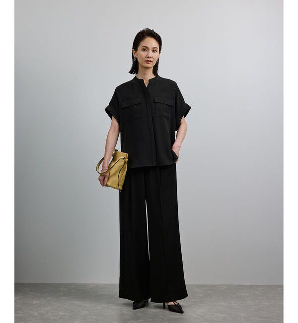 ROPE「【洗える・カセット服】バックサテンフラップブラウス/お仕事・通勤・セットアップ対応【ドラマ着用】」|シャツ・ブラウス|