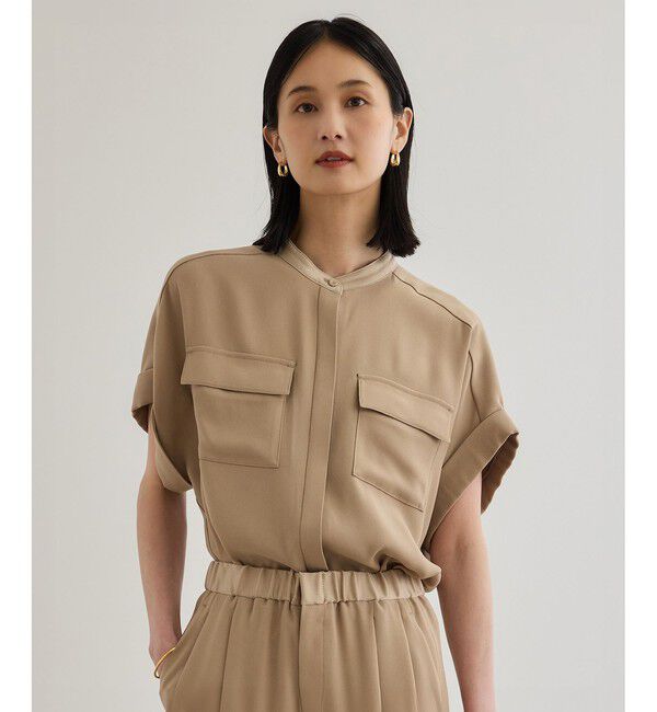 ROPE「【洗える・カセット服】バックサテンフラップブラウス/お仕事・通勤・セットアップ対応【ドラマ着用】」|シャツ・ブラウス|ベージュ(27)