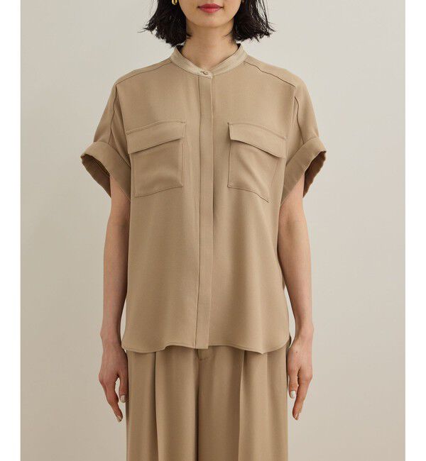 ROPE「【洗える・カセット服】バックサテンフラップブラウス/お仕事・通勤・セットアップ対応【ドラマ着用】」|シャツ・ブラウス|