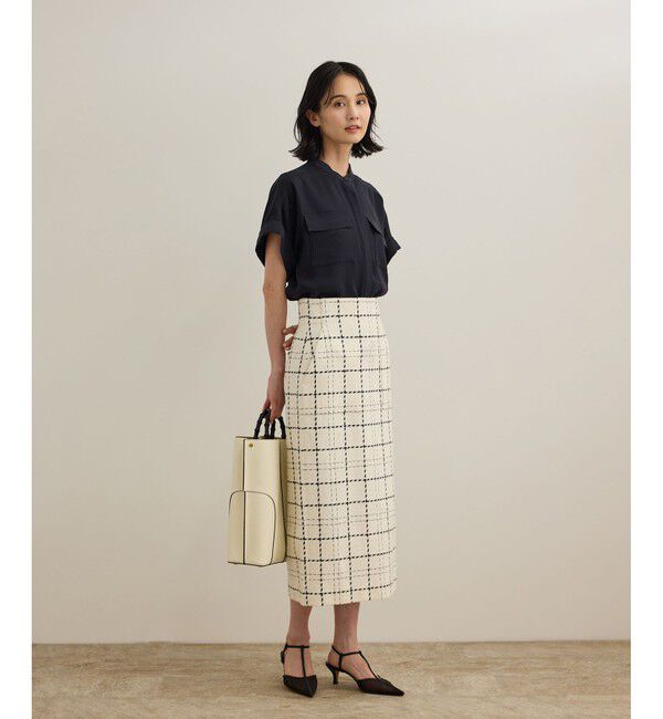 ROPE「【洗える・カセット服】バックサテンフラップブラウス/お仕事・通勤・セットアップ対応【ドラマ着用】」|シャツ・ブラウス|