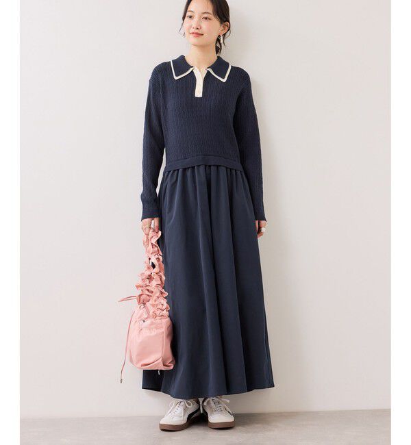 VIS「ダブルカラーポロニットドッキングワンピース」|ワンピース|