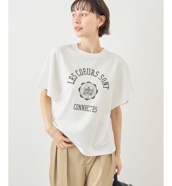 Rope&rsquo;Picnic「カレッジロゴプリントフレアスリーブピグメントTシャツ/リンクコーデ」|Tシャツ・カットソー|