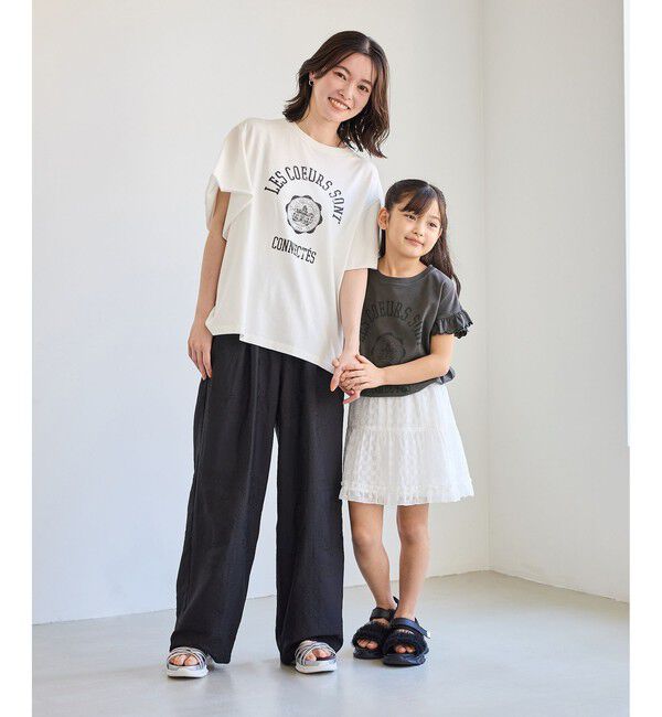 Rope&rsquo;Picnic「カレッジロゴプリントフレアスリーブピグメントTシャツ/リンクコーデ」|Tシャツ・カットソー|