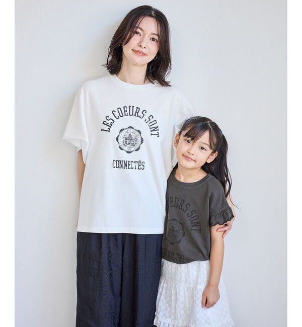 Rope&rsquo;Picnic「カレッジロゴプリントフレアスリーブピグメントTシャツ/リンクコーデ」|Tシャツ・カットソー|