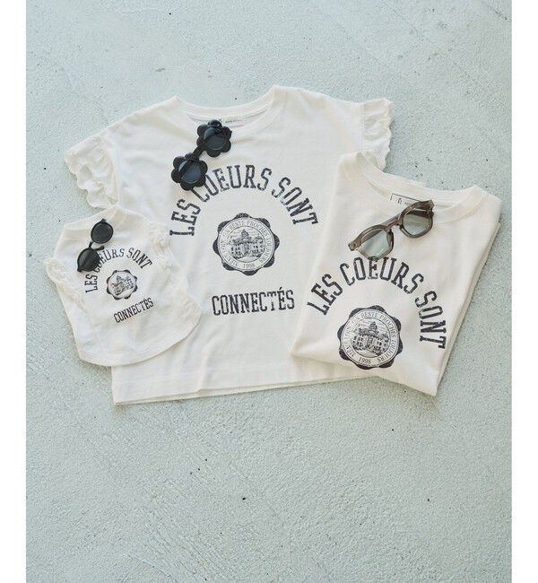 Rope&rsquo;Picnic「カレッジロゴプリントフレアスリーブピグメントTシャツ/リンクコーデ」|Tシャツ・カットソー|