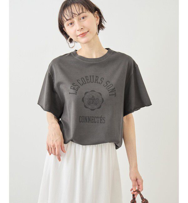 Rope&rsquo;Picnic「カレッジロゴプリントフレアスリーブピグメントTシャツ/リンクコーデ」|Tシャツ・カットソー|