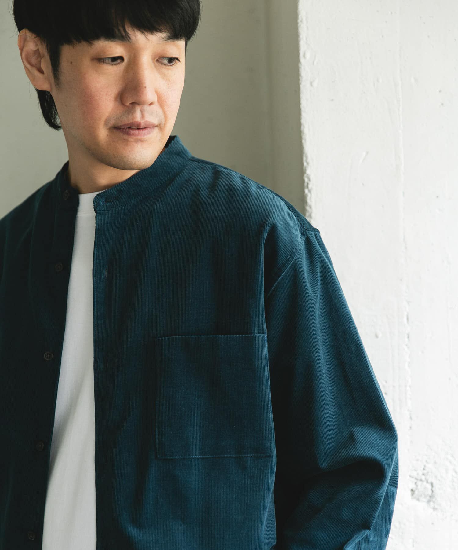 URBAN RESEARCH DOORS「『UR TECH』コーデュロイバンドカラーシャツ」|シャツ・ブラウス|