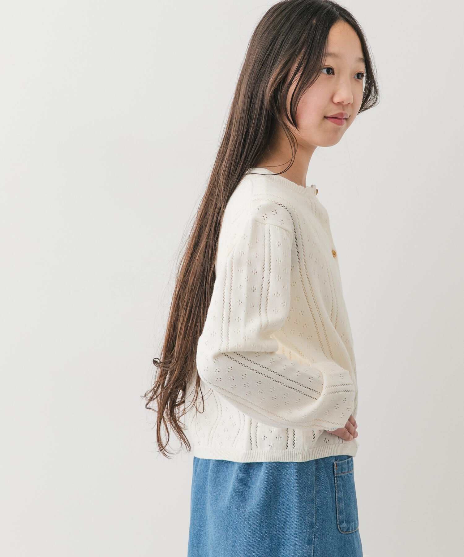 URBAN RESEARCH DOORS「『150サイズ』透かし編みカーディガン(KIDS)」|ニット・セーター|