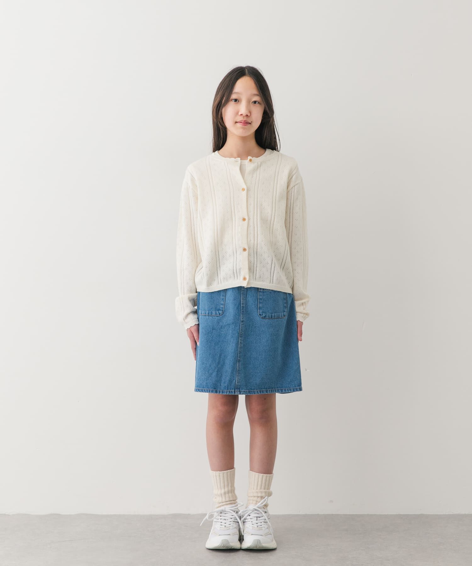 URBAN RESEARCH DOORS「『150サイズ』透かし編みカーディガン(KIDS)」|ニット・セーター|