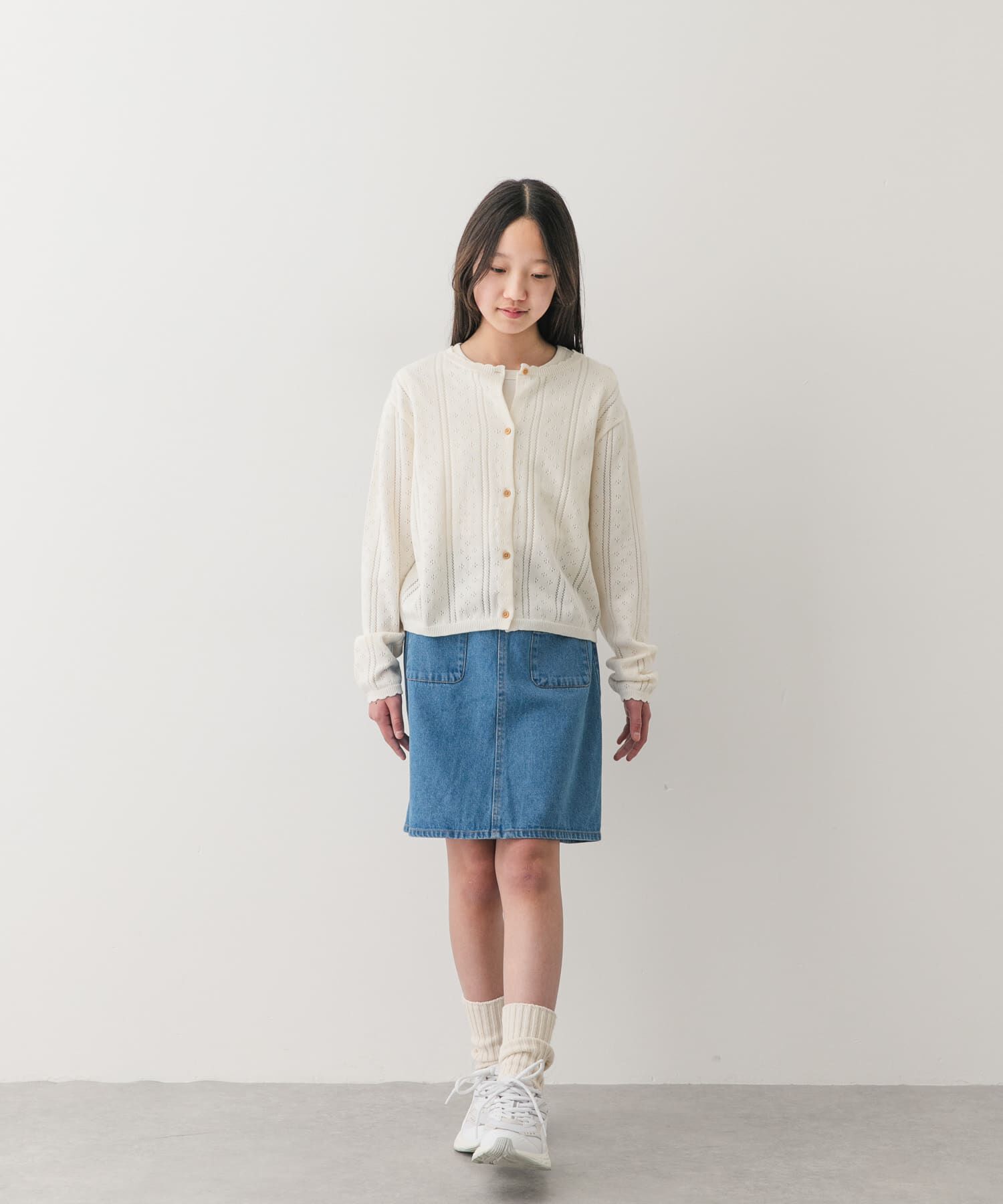 URBAN RESEARCH DOORS「『150サイズ』透かし編みカーディガン(KIDS)」|ニット・セーター|