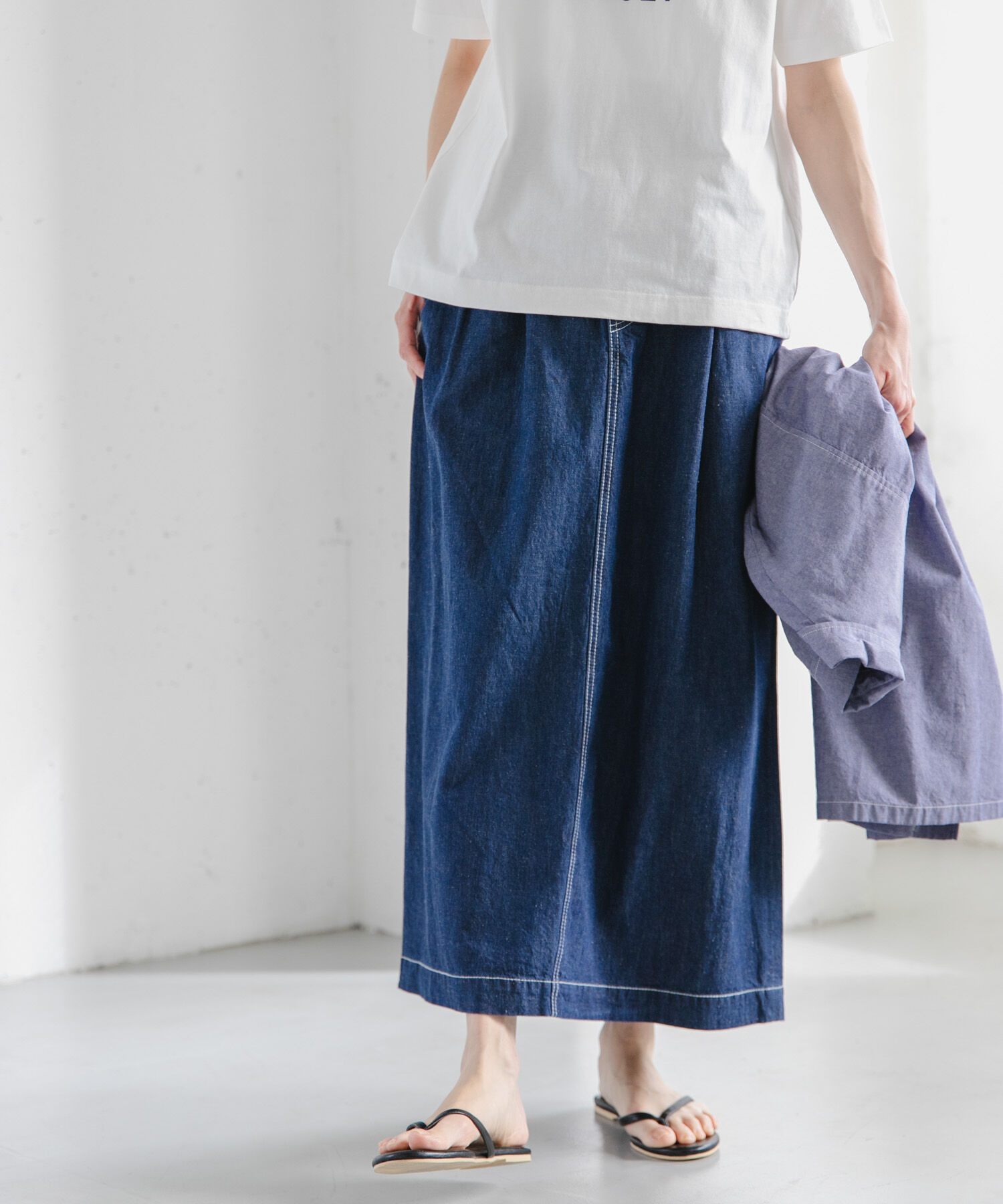 URBAN RESEARCH DOORS「FORK&SPOON　綿麻デニムスカート」|スカート|ワンウォッシュ