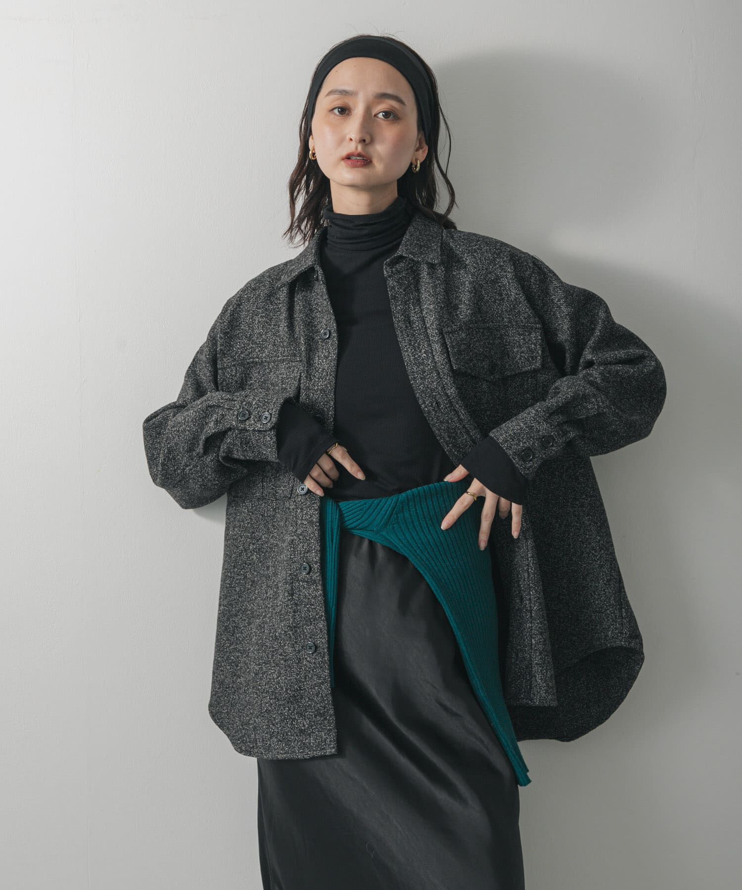 SENSE OF PLACE by URBAN RESEARCH「ウールライクオーバーシャツ」|シャツ・ブラウス|ブラック系その他