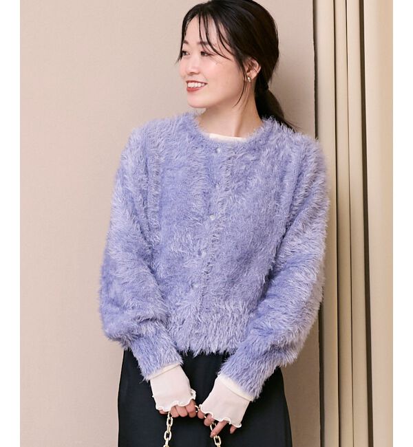  「《WEB限定アイテム》ソフトシャギーカーディガン」|カーディガン|ブルー