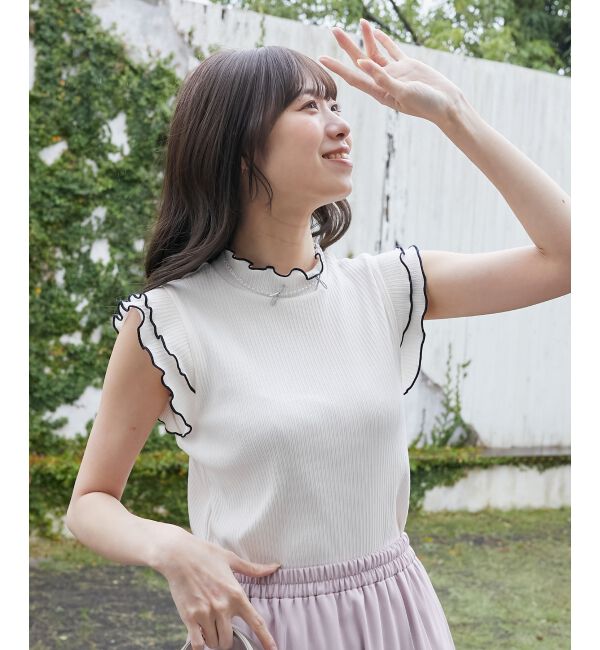  「ノースリフリルメロウリブトップス」|Tシャツ・カットソー|アイボリー