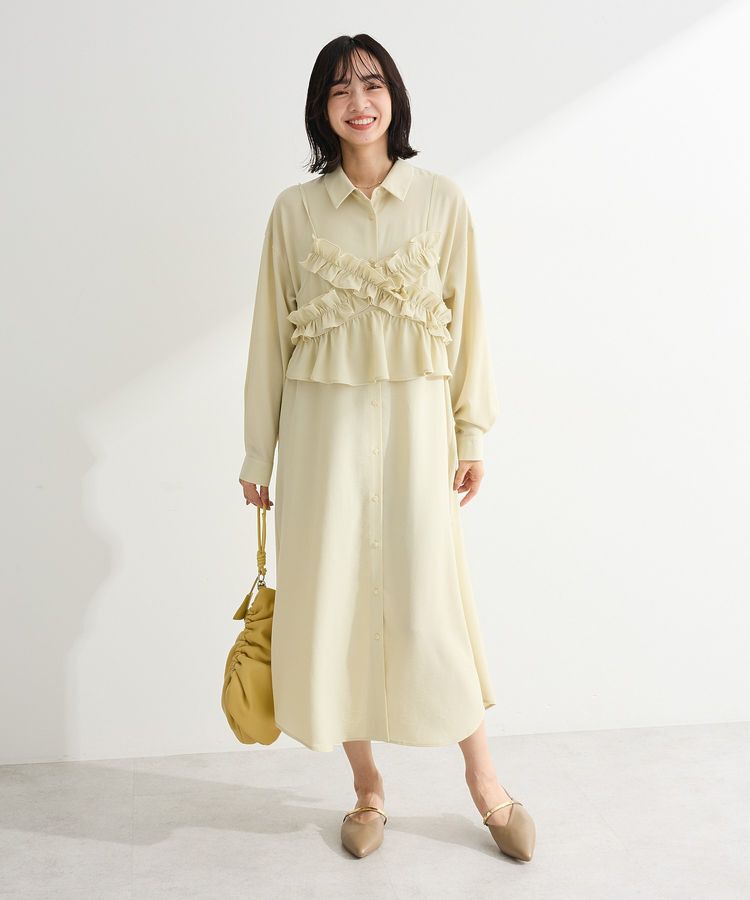 Green Parks「SET2点フリルビスチェ＋シャツワンピース」|ワンピース|