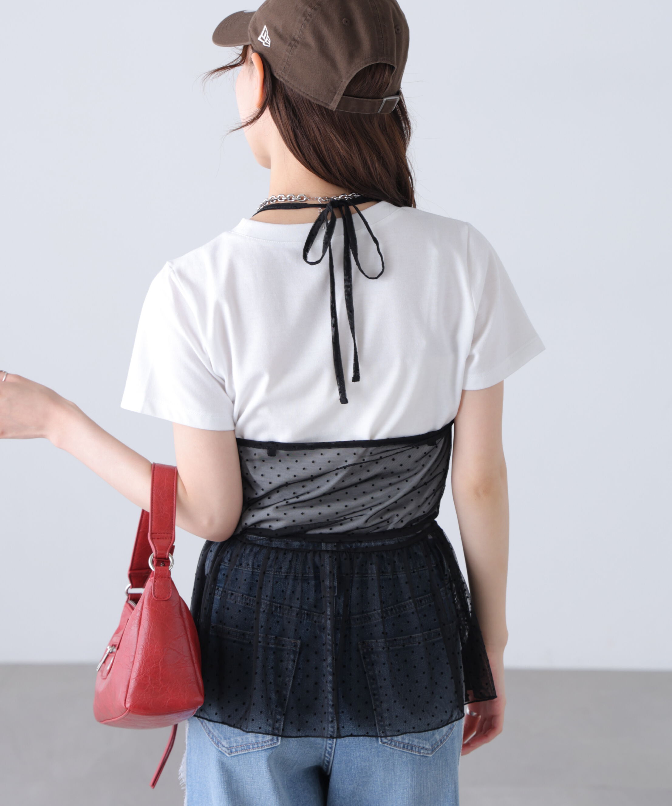  「2WAYシアードットホルターキャミ&times;半袖カットソーセット」|Tシャツ・カットソー|