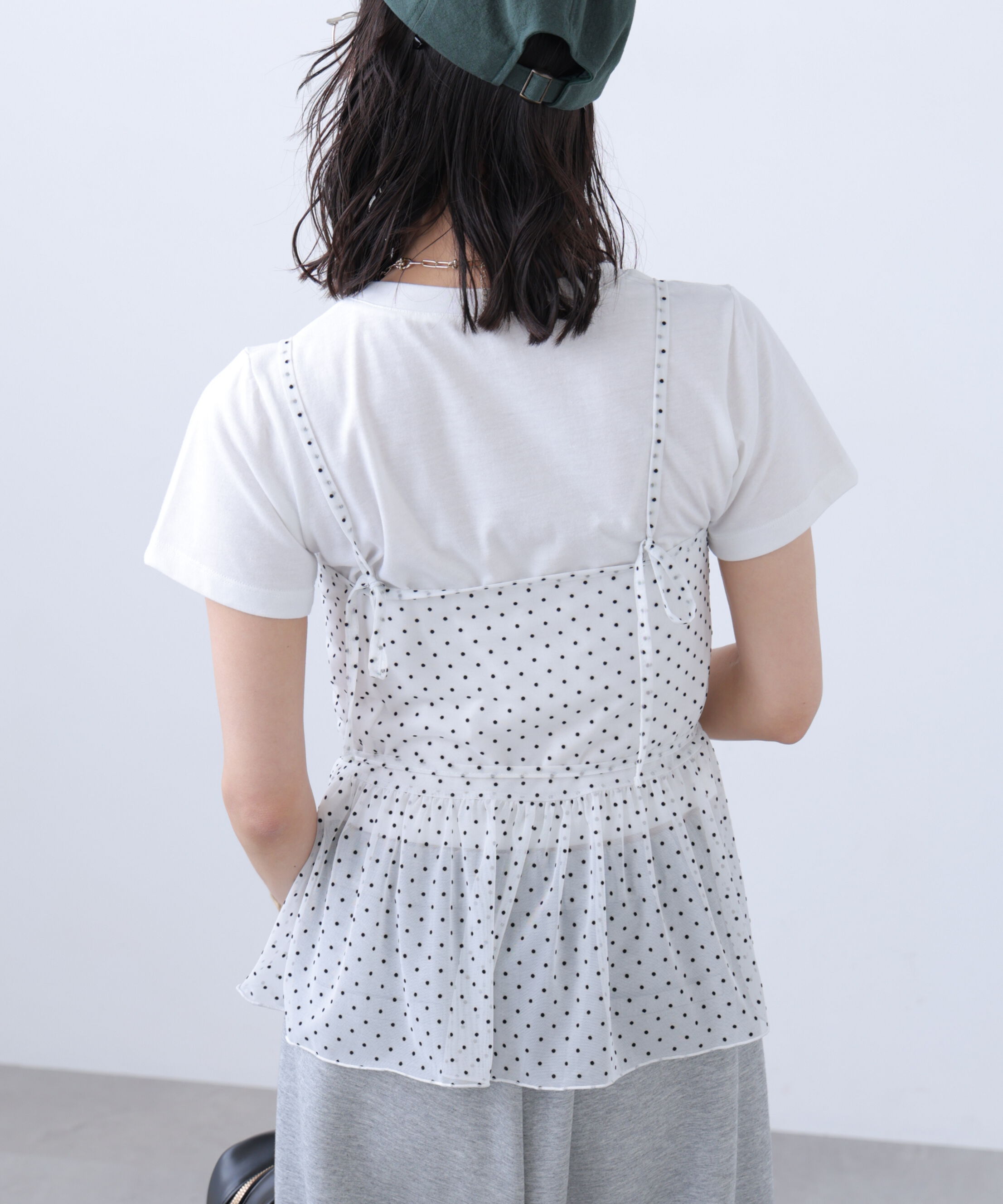  「2WAYシアードットホルターキャミ&times;半袖カットソーセット」|Tシャツ・カットソー|