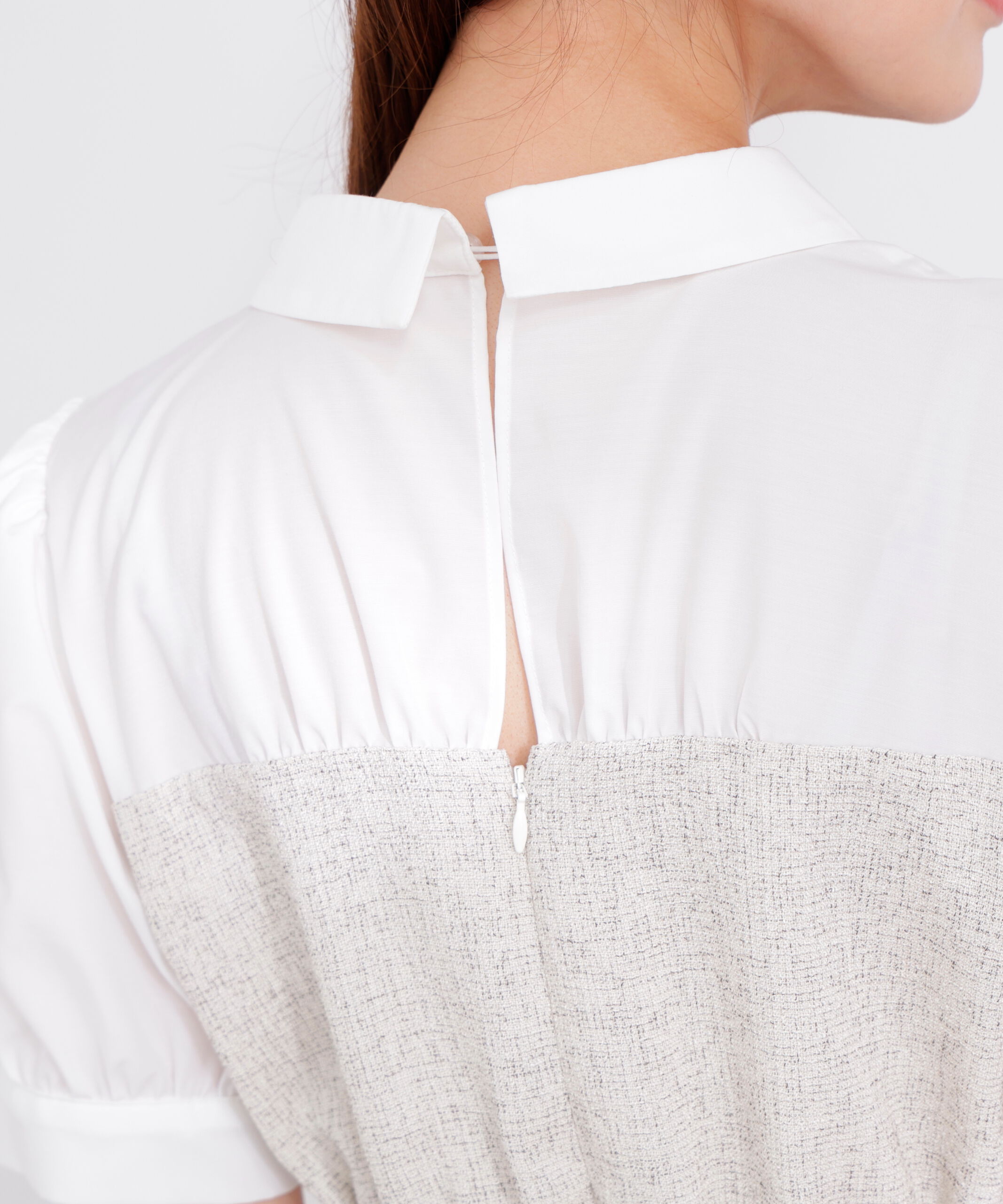 PROPORTION BODY DRESSING「《EDIT COLOGNE》ツイードビスチェ付きシャツワンピース 26SS」|ワンピース|