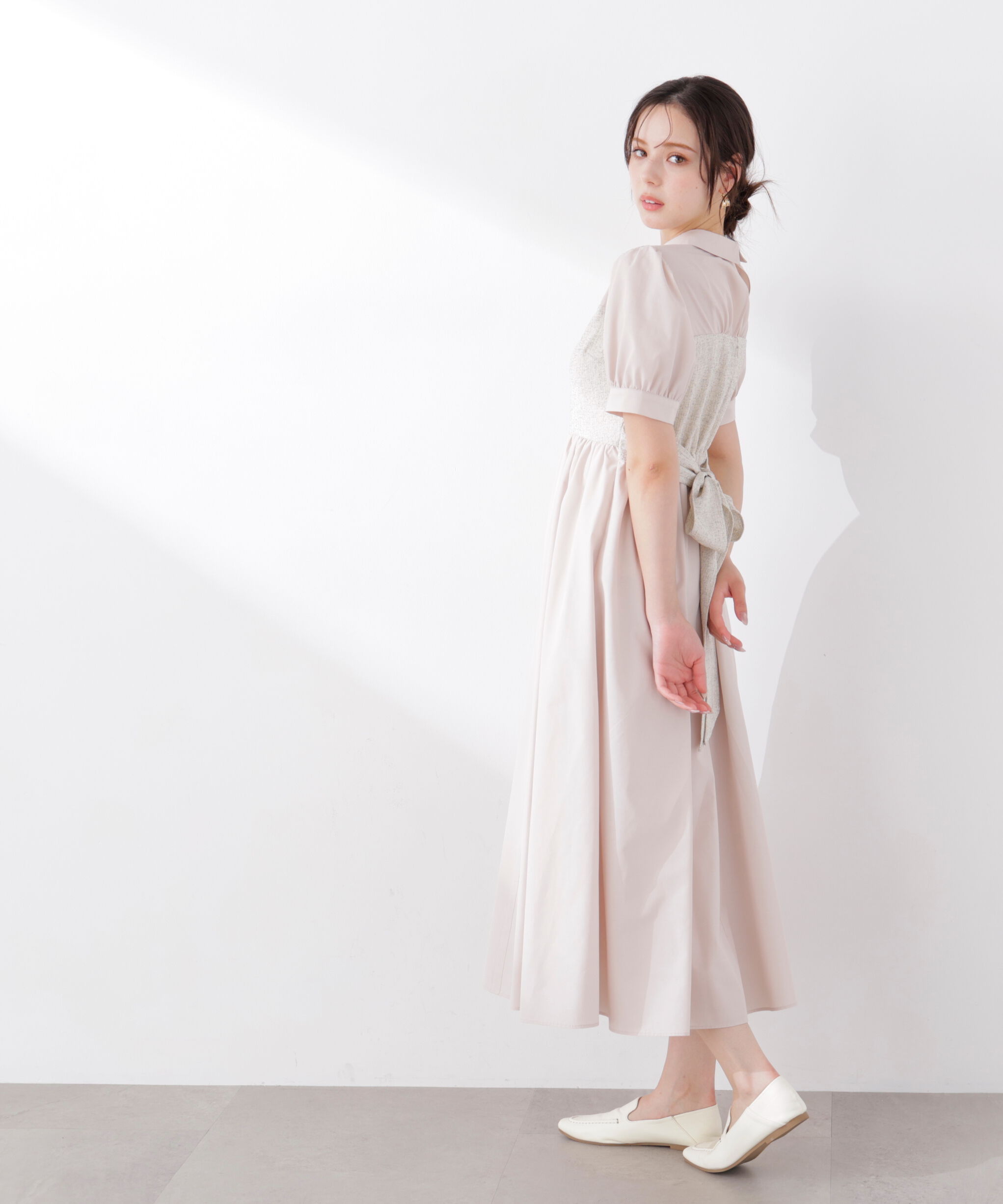 PROPORTION BODY DRESSING「《EDIT COLOGNE》ツイードビスチェ付きシャツワンピース 26SS」|ワンピース|