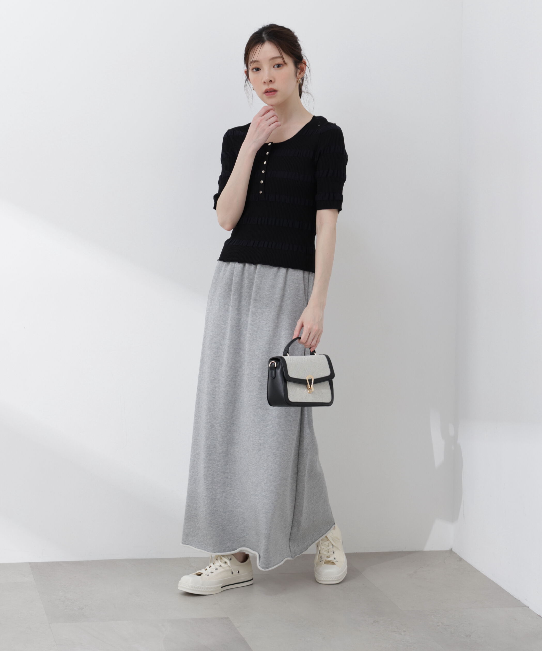 PROPORTION BODY DRESSING「〈a/mie〉裏毛ナロースカート 26SS」|スカート|トップグレー1