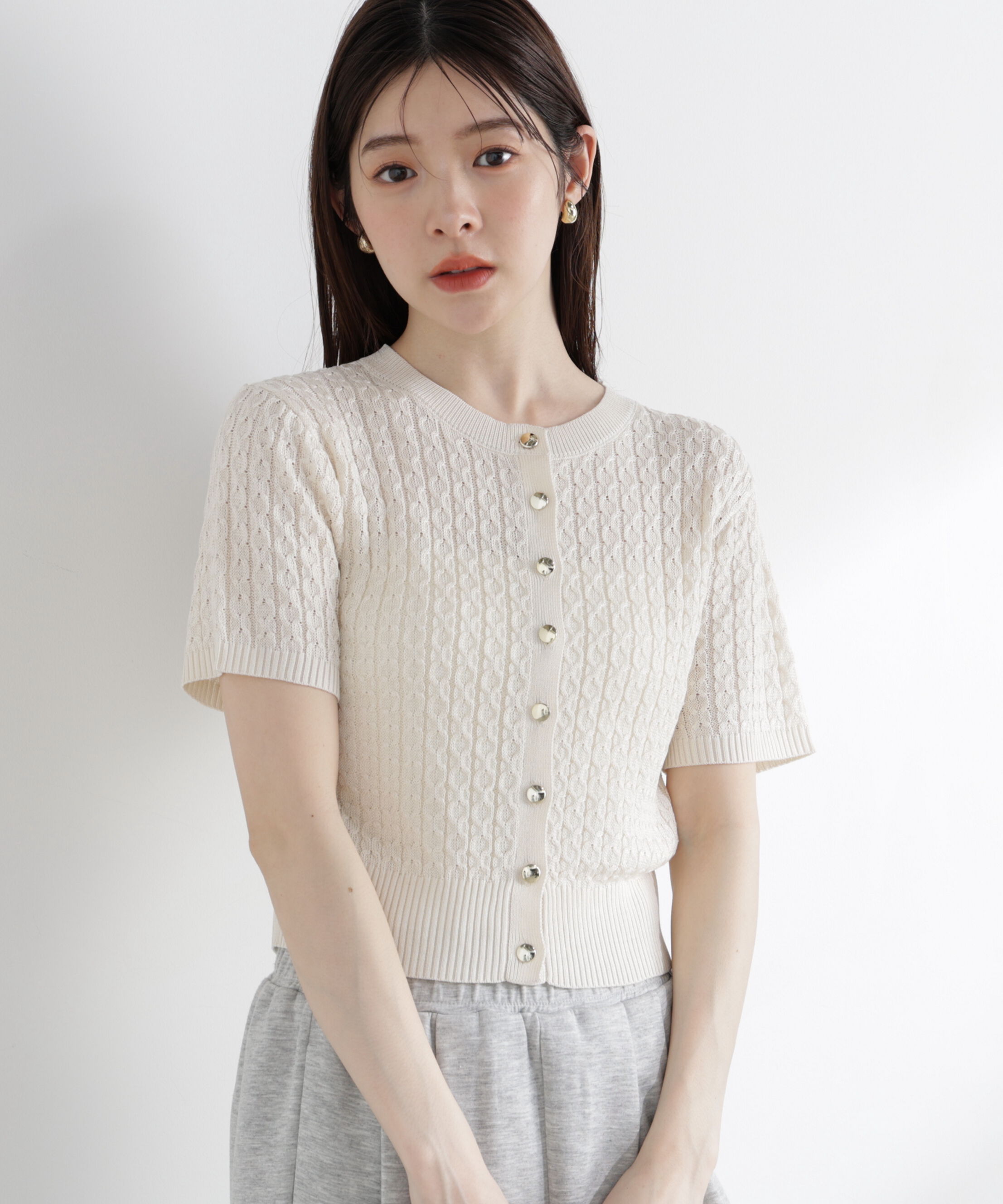 PROPORTION BODY DRESSING「〈a/mie〉シルク混サマーケーブルニット」|ニット・セーター|