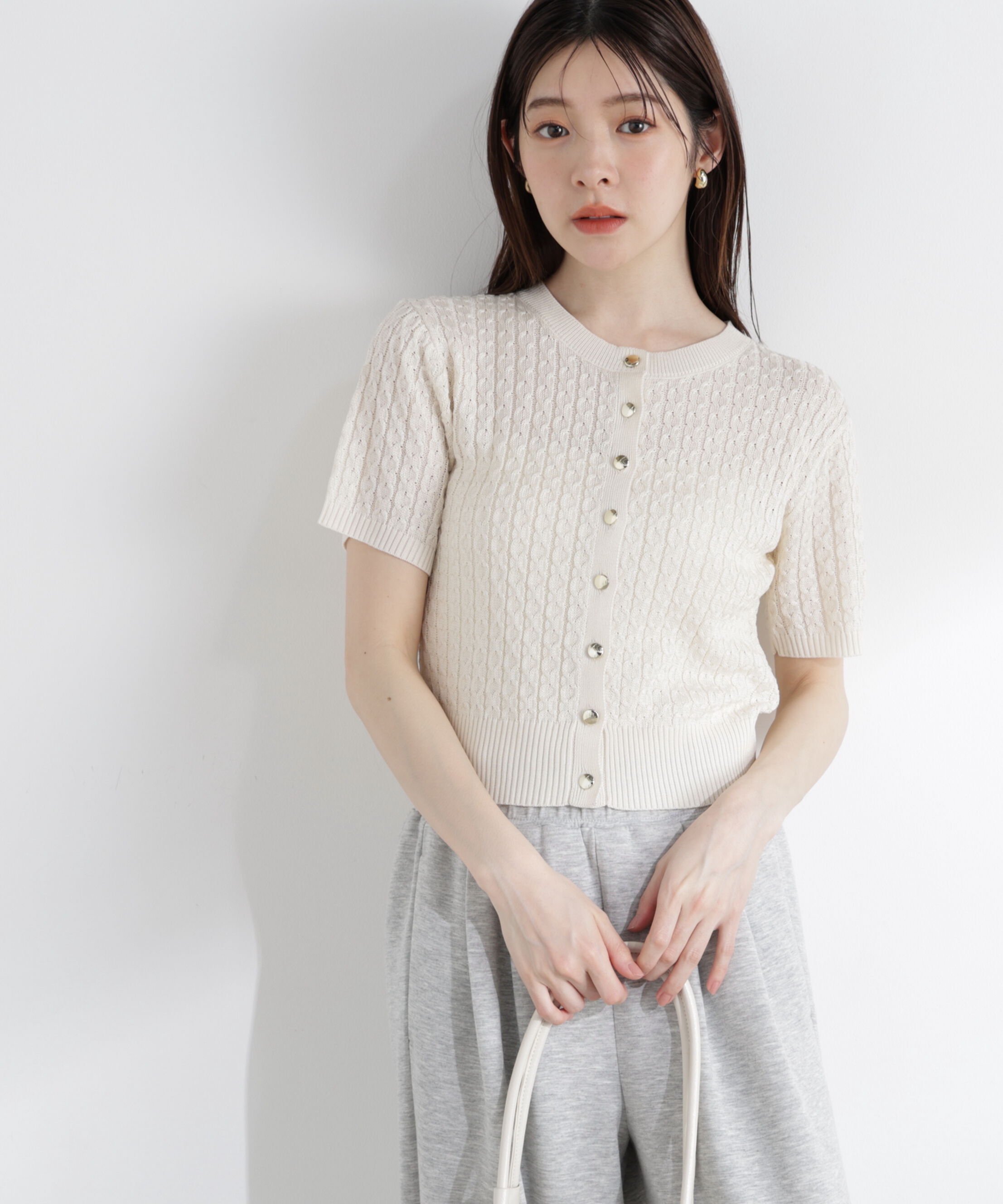 PROPORTION BODY DRESSING「〈a/mie〉シルク混サマーケーブルニット」|ニット・セーター|