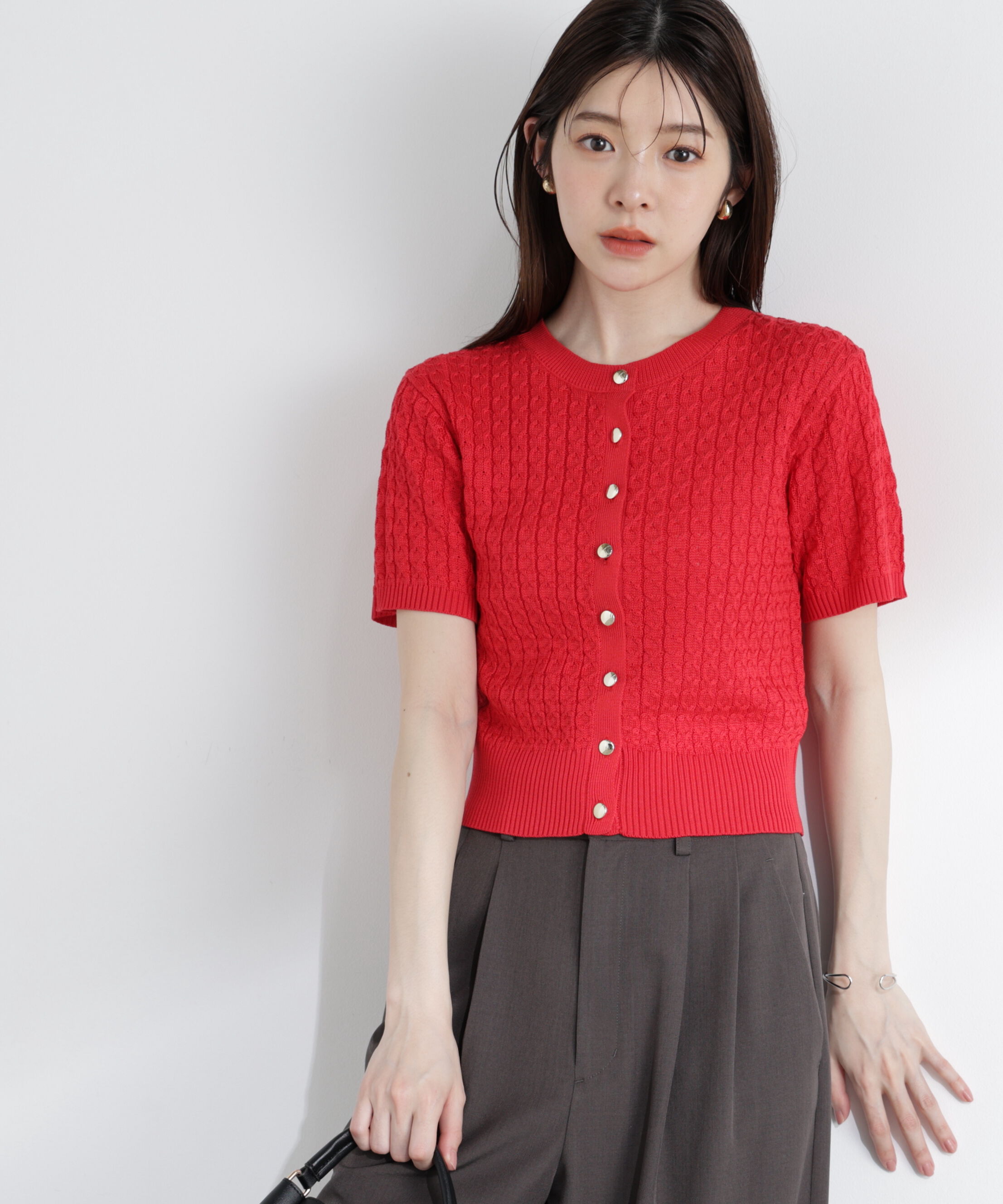 PROPORTION BODY DRESSING「〈a/mie〉シルク混サマーケーブルニット」|ニット・セーター|