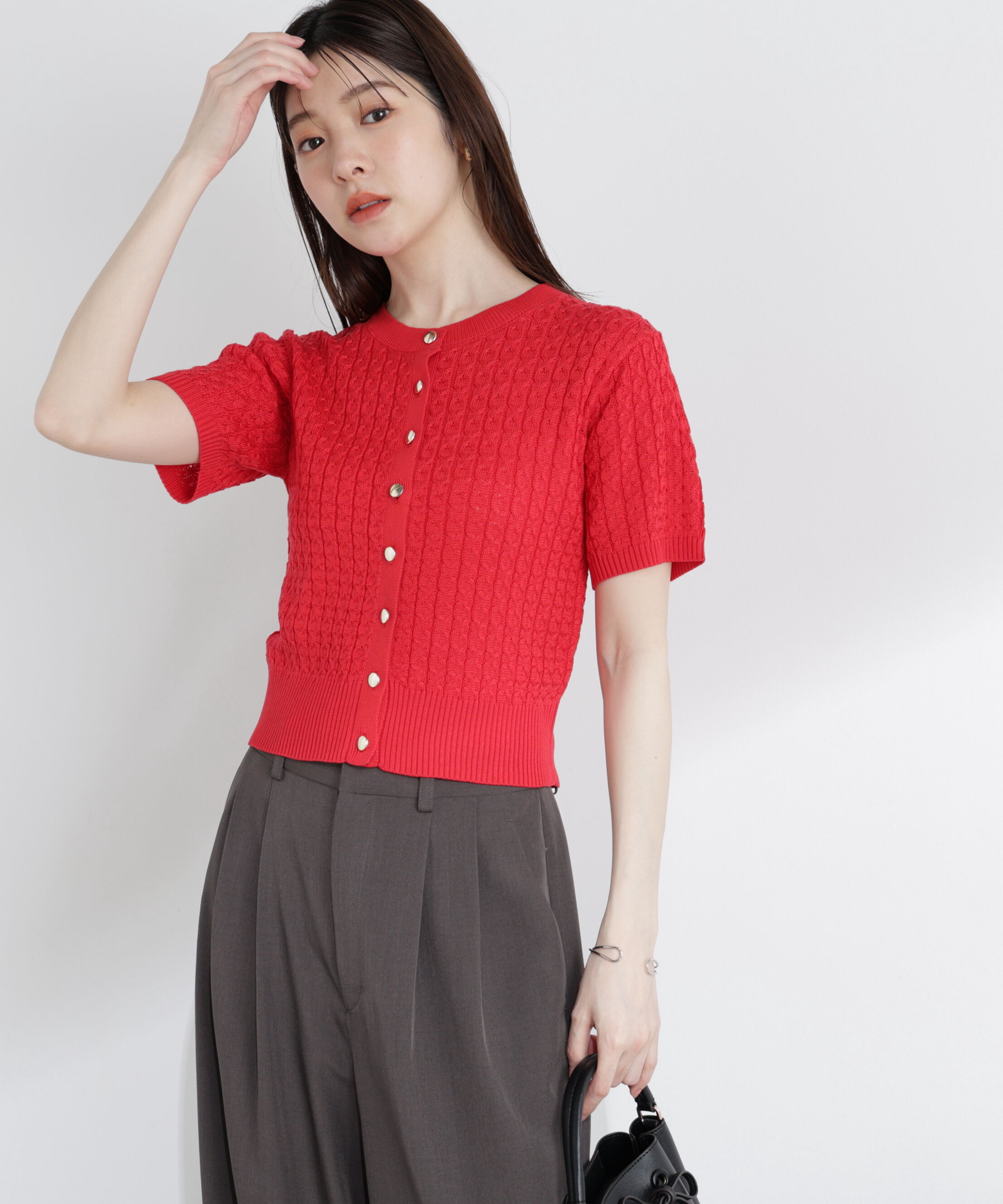 PROPORTION BODY DRESSING「〈a/mie〉シルク混サマーケーブルニット」|ニット・セーター|