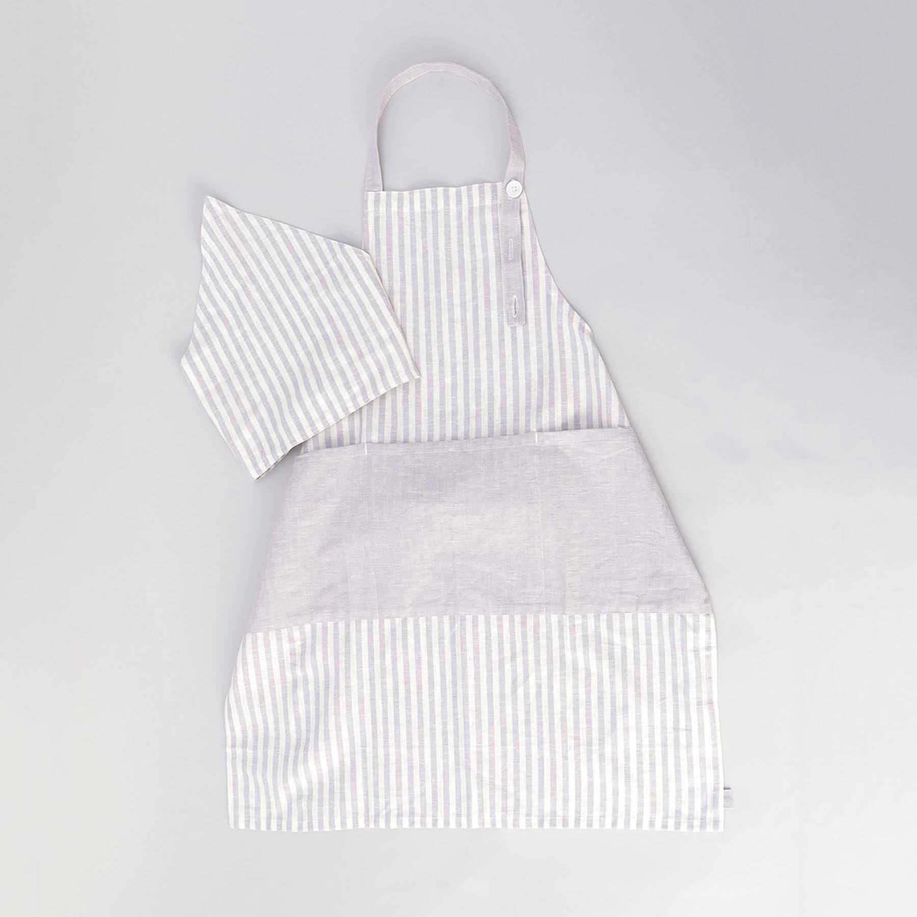 212 KITCHEN STORE「ブロックストライプ リネンコットン キッズエプロン・三角巾セット LPU ＜212Kオリジナル＞」|食器・キッチングッズ|その他