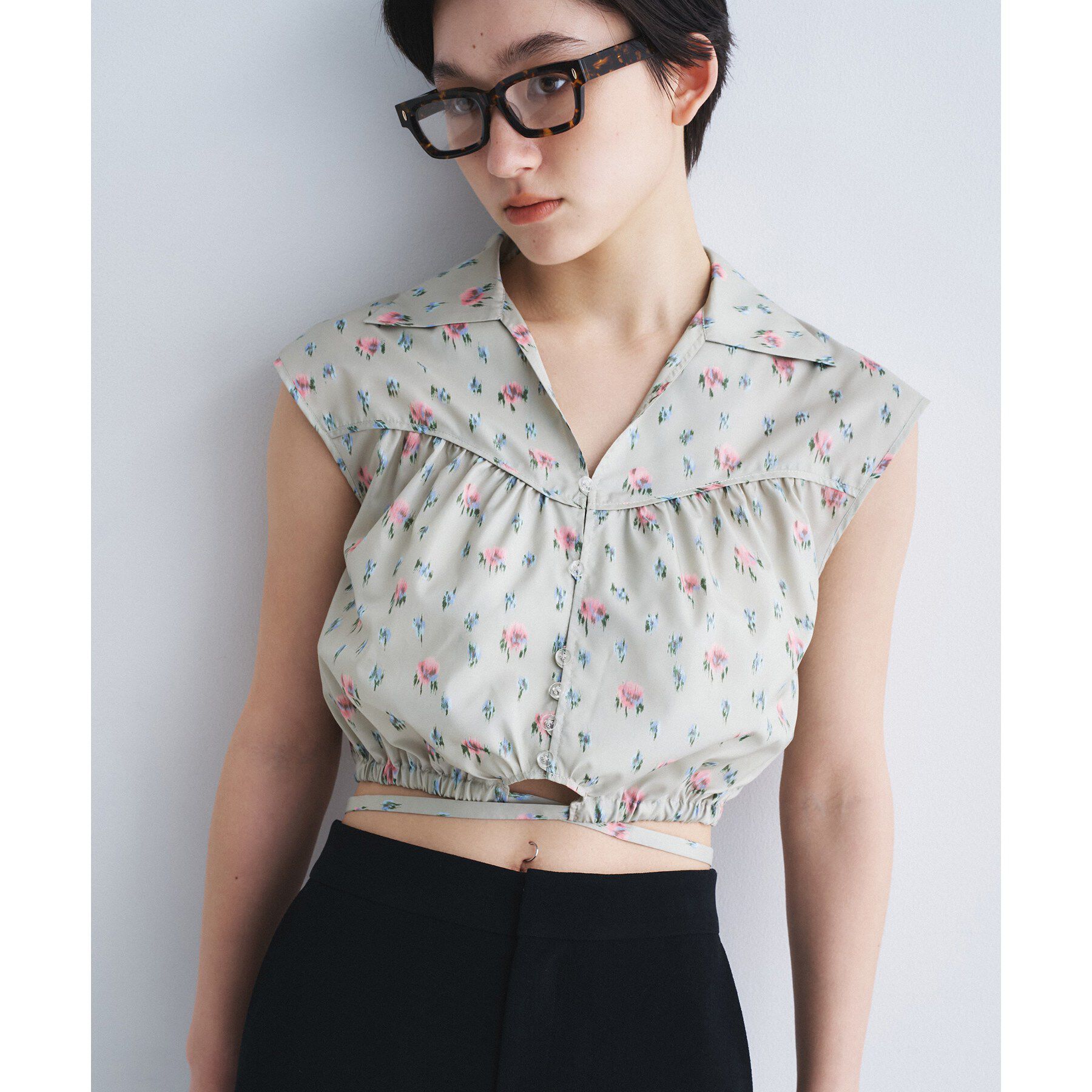 CODE A「flower Vneck pullover」|シャツ・ブラウス|