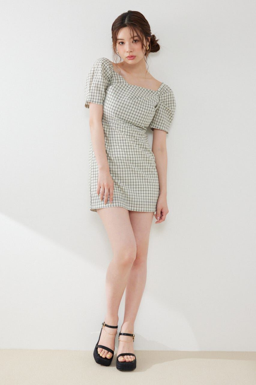 rienda「フロントカシュクール2WAYパフスリーブミニワンピース」|ワンピース|