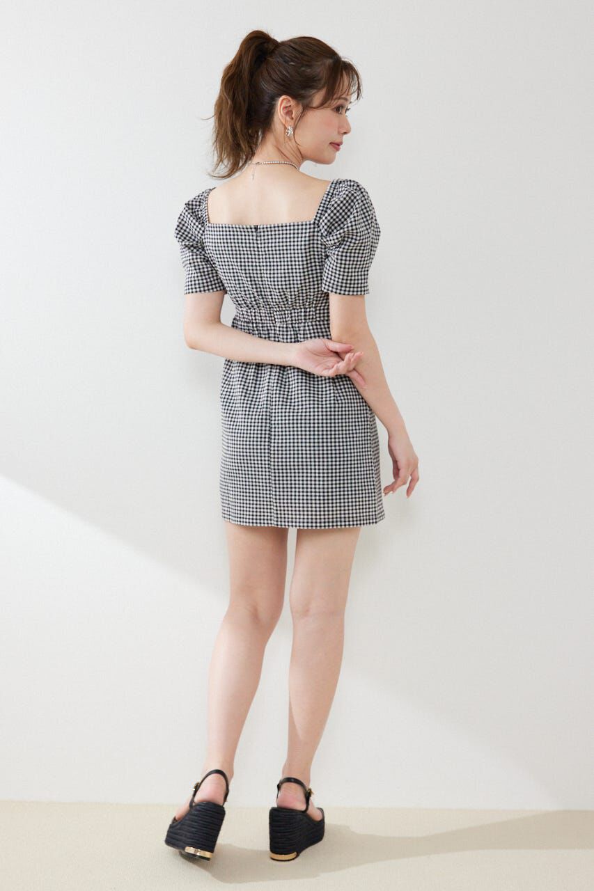 rienda「フロントカシュクール2WAYパフスリーブミニワンピース」|ワンピース|