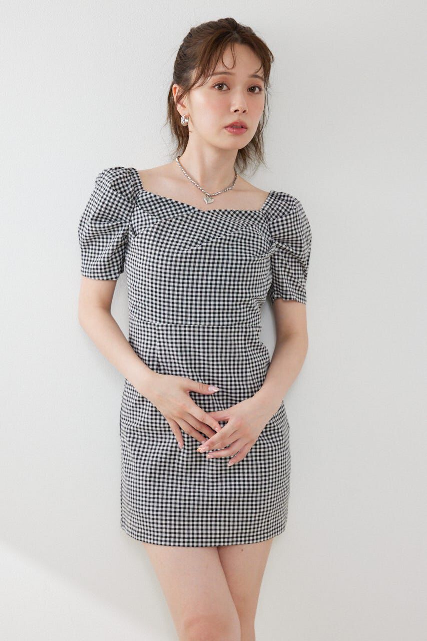 rienda「フロントカシュクール2WAYパフスリーブミニワンピース」|ワンピース|