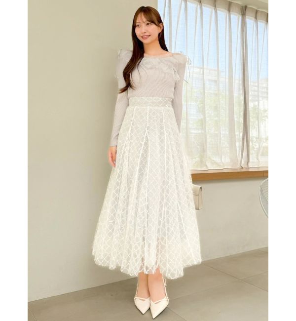 dazzlin「【再生産分】スパンコールチュールチェックスカート」|スカート|