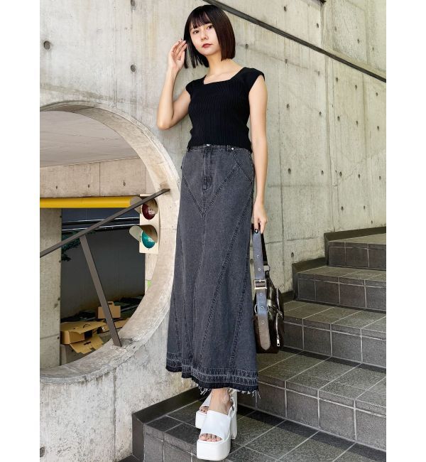 MURUA「パターンデザインデニムロングスカート」|スカート|