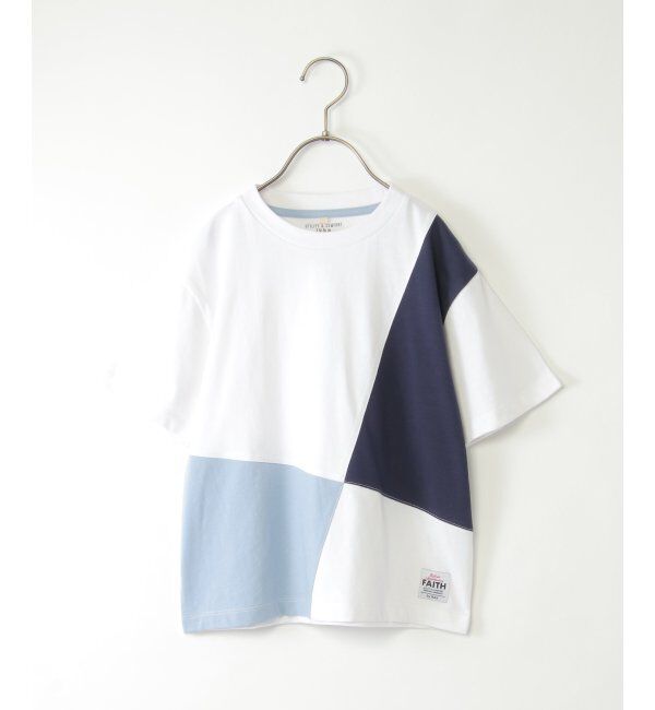 ikka kids「【親子おそろい】斜め切り替えブロックスT（120~160cm）」|Tシャツ・カットソー|オフホワイト