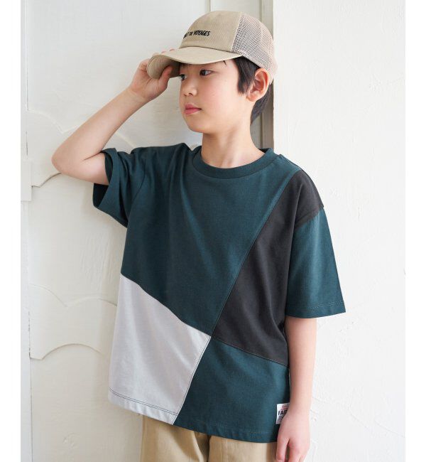 ikka kids「【親子おそろい】斜め切り替えブロックスT（120~160cm）」|Tシャツ・カットソー|