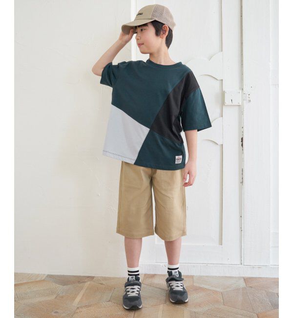 ikka kids「【親子おそろい】斜め切り替えブロックスT（120~160cm）」|Tシャツ・カットソー|