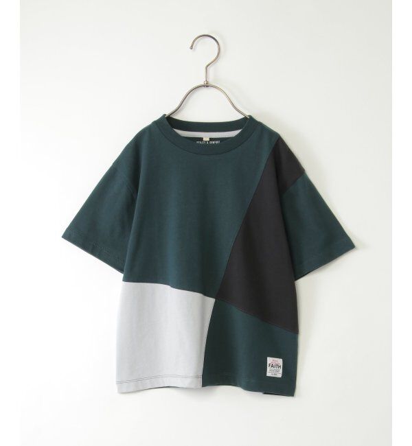 ikka kids「【親子おそろい】斜め切り替えブロックスT（120~160cm）」|Tシャツ・カットソー|