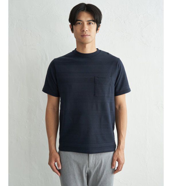 IKKA LOUNGE「冷感リップルボーダーT」|Tシャツ・カットソー|