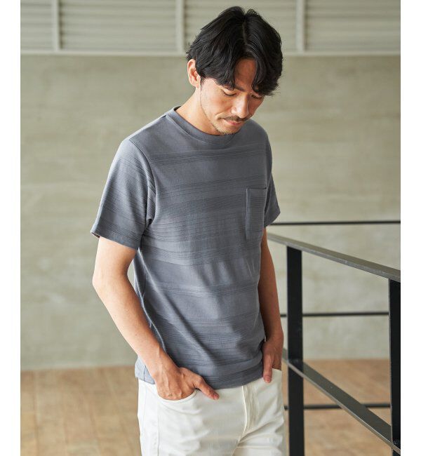 IKKA LOUNGE「冷感リップルボーダーT」|Tシャツ・カットソー|