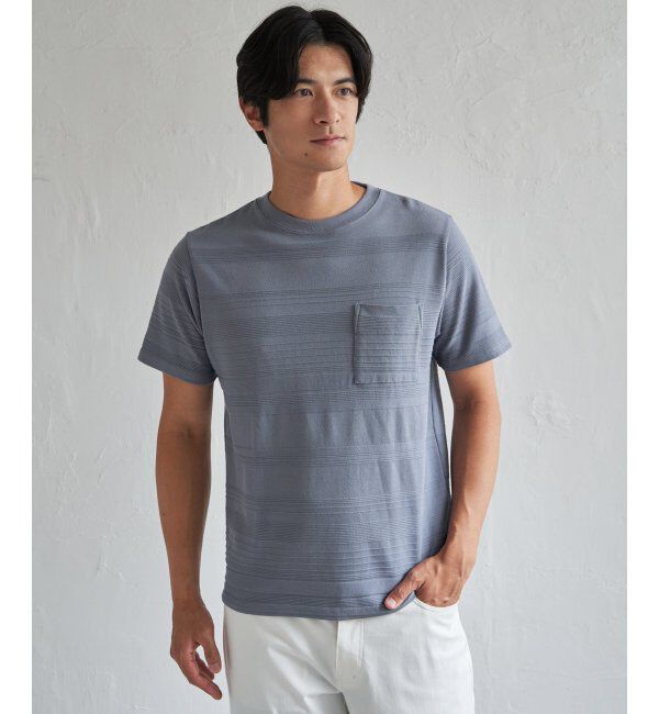 IKKA LOUNGE「冷感リップルボーダーT」|Tシャツ・カットソー|