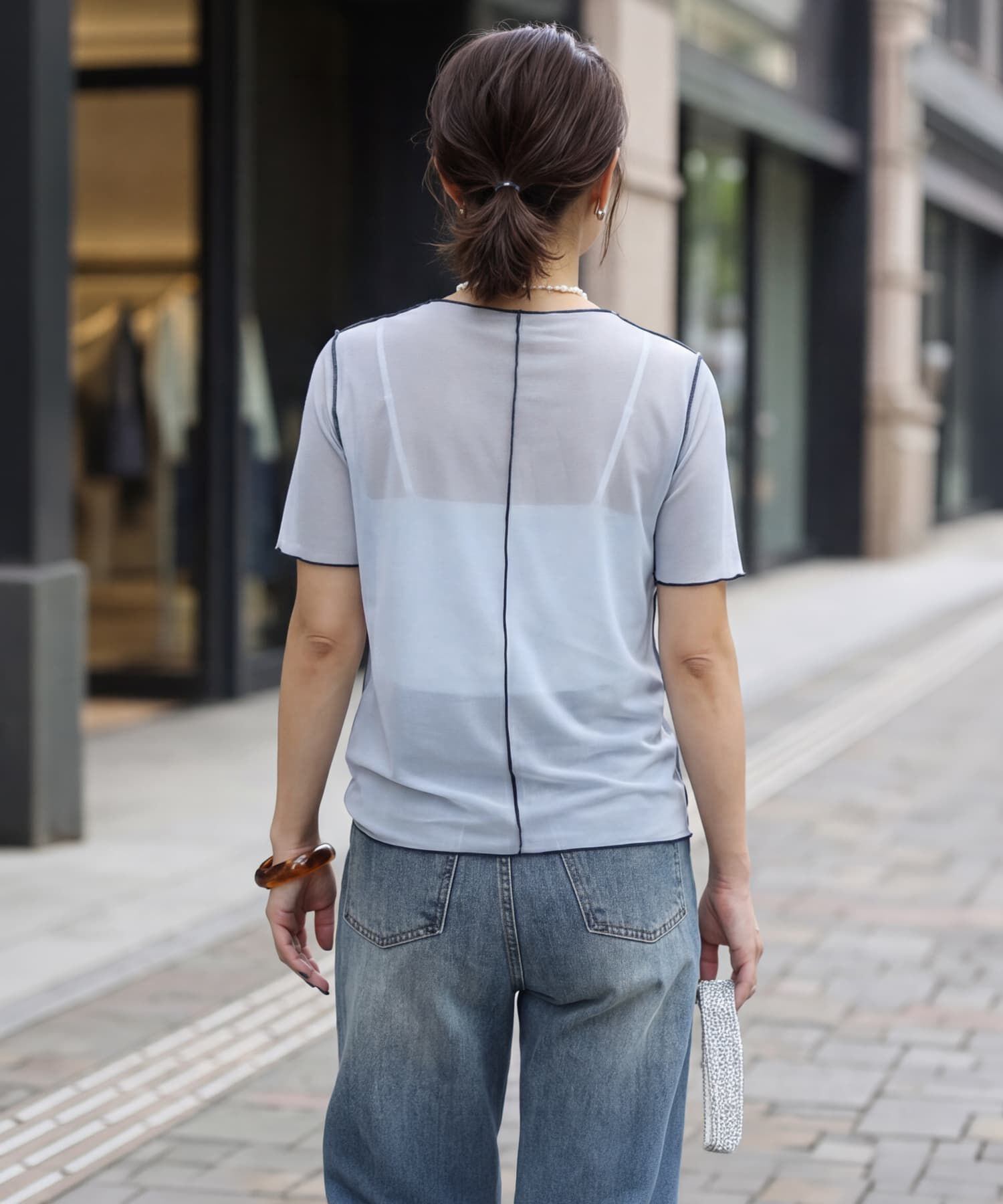 STYLE DELI「トリミング半袖シアートップス」|Tシャツ・カットソー|