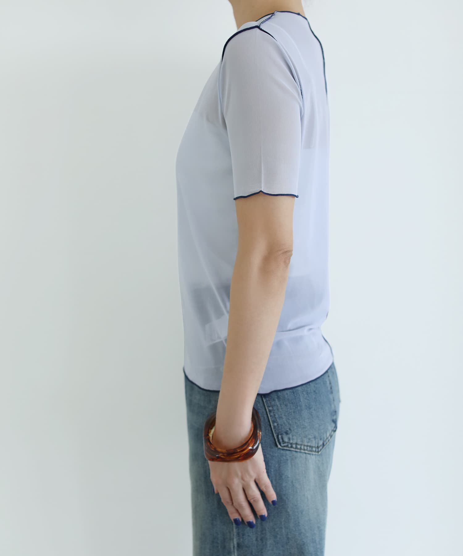 STYLE DELI「トリミング半袖シアートップス」|Tシャツ・カットソー|