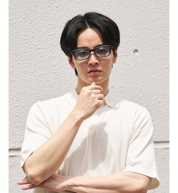  「SUNCUTGlasses/UV100%CUT サングラス レザー調 ラバーテンプル 紫外線対策 UV対策 UVカット ズレ落ち防止」|サングラス|