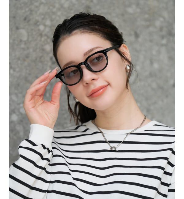  「【WEB限定】SUNCUTGlasses/UV100%CUT ウェリントン型サングラス | カラーレンズ 太縁 紫外線対策 UVカット」|サングラス|黒3