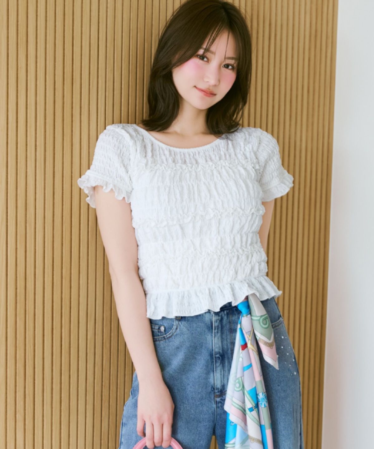 WILLSELECTION「シャーリングフリルトップス」|Tシャツ・カットソー|
