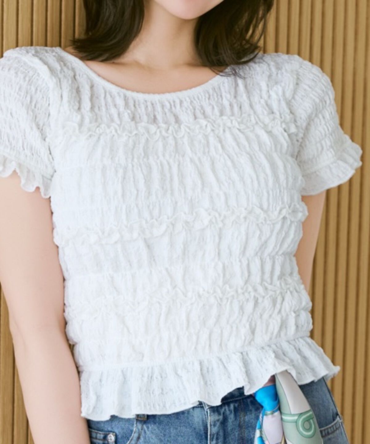 WILLSELECTION「シャーリングフリルトップス」|Tシャツ・カットソー|